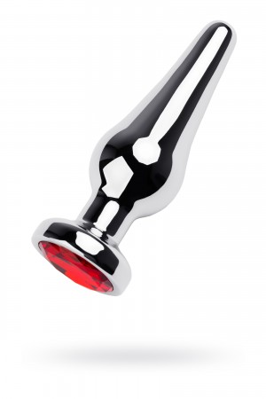 Анальная пробка Metal by TOYFA, металл, серебристая, с кристаллом цвета рубин,12 см, Ø 4 см, 195 г