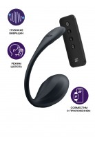 Виброяйцо Satisfyer Ribbed Petal Connect App с пультом ДУ, черное, 7,8 см Виброяйцо Satisfyer Ribbed Petal Connect App с пультом ДУ, черное, 7,8 см