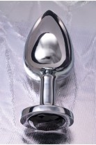 Анальная пробка Metal by TOYFA, металл, серебристая, с черным кристаллом, 10 см, Ø 4 см, 360 г