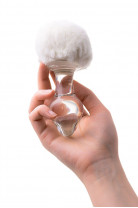 Анальная пробка Sexus Glass, стекло, с белым хвостиком, Ø 4 см