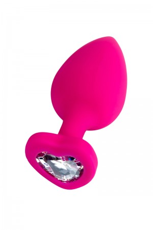 Анальная пробка ToDo by Toyfa Diamond Heart, силикон, розовая, Ø 4 см