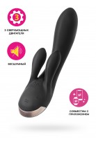 Вибратор с клиторальным стимулятором Satisfyer Double Flex Connect App, черный, силикон, 20 см Вибратор с клиторальным стимулятором Satisfyer Double Flex Connect App, черный, силикон, 20 см