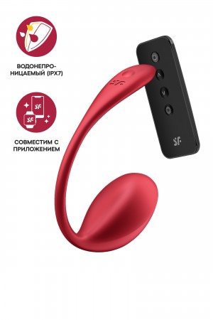Виброяйцо Satisfyer Shiny Petal Connect App с пультом ДУ, красный, 7,5 см
