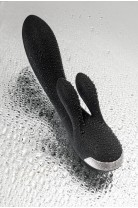 Вибратор с клиторальным стимулятором Satisfyer Double Flex Connect App, черный, силикон, 20 см