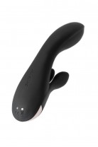 Вибратор с клиторальным стимулятором Satisfyer Double Flex Connect App, черный, силикон, 20 см