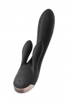 Вибратор с клиторальным стимулятором Satisfyer Double Flex Connect App, черный, силикон, 20 см