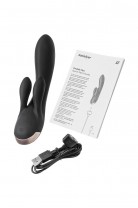 Вибратор с клиторальным стимулятором Satisfyer Double Flex Connect App, черный, силикон, 20 см