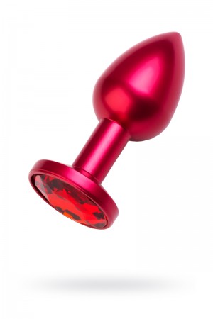 Анальная пробка Metal by TOYFA, красный, с кристаллом цвета рубин