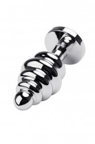 Анальная пробка Metal by TOYFA, металл, серебристый, с кристаллом цвета рубин, 7 см, Ø 3 см, 55 г