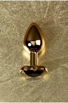 Анальная пробка Metal by TOYFA, металл, золотистый, с кристаллом цвета турмалин, 8 см, Ø 3,4 см, 85 г