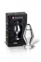 Анальная пробка Mystim John L, электростимуляция, хирургическая сталь, 10,5 см, Ø 5 см