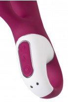 Вибратор с клиторальным стимулятором и подогревом Satisfyer Hot Bunny Connect App, бордовый, 17,5 см