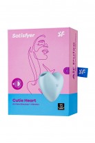 Вакуумно-волновой стимулятор клитора с вибрацией Satisfyer Cutie Heart, силикон, голубой, 7,7 см