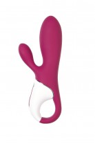 Вибратор с клиторальным стимулятором и подогревом Satisfyer Hot Bunny Connect App, бордовый, 17,5 см