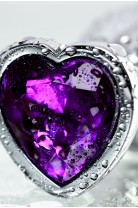 Анальная пробка Metal by TOYFA, металл, серебристый, с кристаллом цвета аметист, 8 см, Ø 3,4 см, 85 г