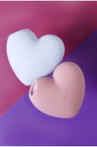 Вакуумно-волновой стимулятор клитора с вибрацией Satisfyer Cutie Heart, силикон, голубой, 7,7 см