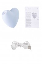 Вакуумно-волновой стимулятор клитора с вибрацией Satisfyer Cutie Heart, силикон, голубой, 7,7 см