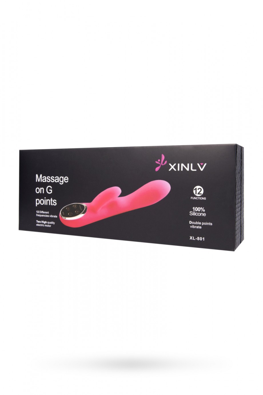 Вибратор с клиторальным стимулятором XINLV с подогревом, силикон, розовый, 23 см