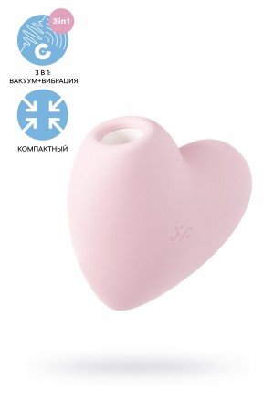 Вакуумно-волновой стимулятор клитора с вибрацией Satisfyer Cutie Heart, силикон, розовый, 7,6 см