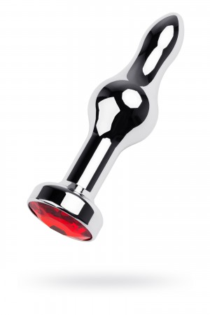 Анальная пробка Metal by TOYFA, металл, серебристый, с кристаллом цвета рубин, 10 см, Ø 2,8 см, 75 г