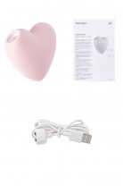 Вакуумно-волновой стимулятор клитора с вибрацией Satisfyer Cutie Heart, силикон, розовый, 7,6 см