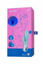 Вибратор с расширением Satisfyer Air Pump Bunny 5+ Connect App, силикон, мятный, 10 см