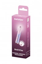 Мини-вибратор с 3D пульсацией Satisfyer Bold Kiss с USB-C зарядкой, силикон, ABS, розовый, 12,5 см